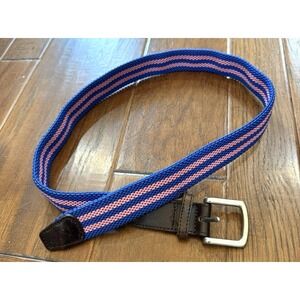 Vineyard Vines Belt Teen Kids 30" Blue Pink Stripe Stretchy Braid Woven Web Belt